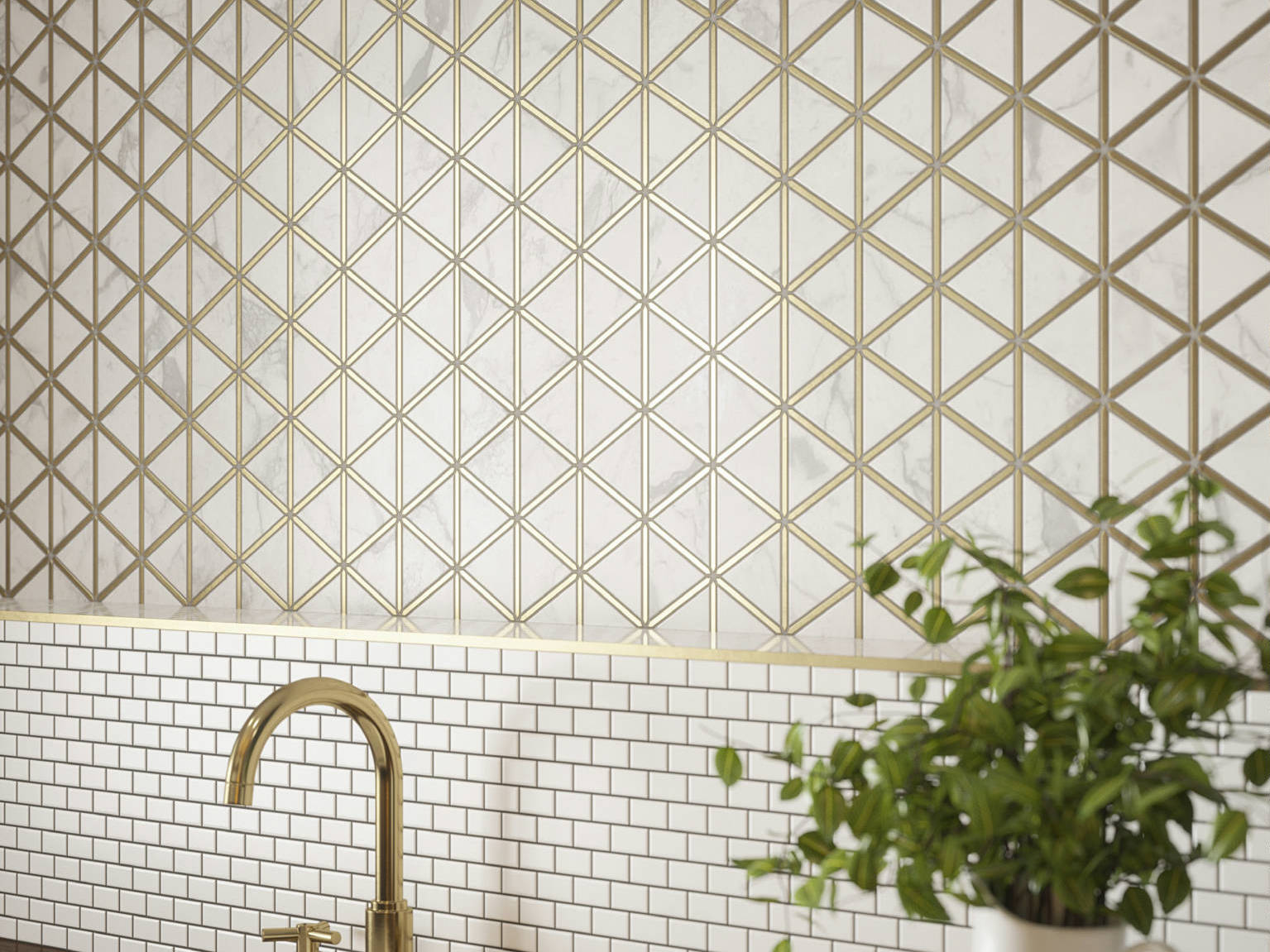 Gilded Triangles Mosaic, Creek Trail Mosaic | Best Tile and Wood