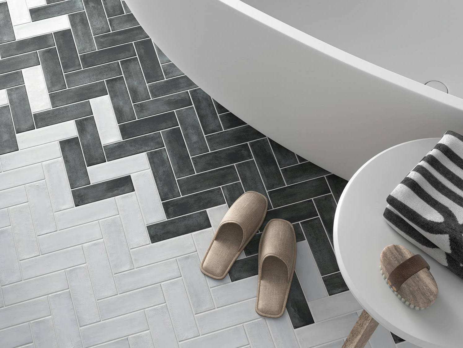 Lisbon 2X6 Pearl and Graphite | Best Tile and Wood