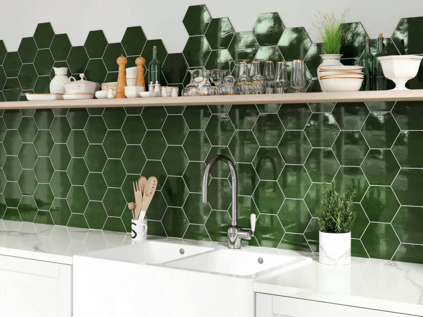 Ronda 5.5X6.3” Green Hexagon | Best Tile and Wood