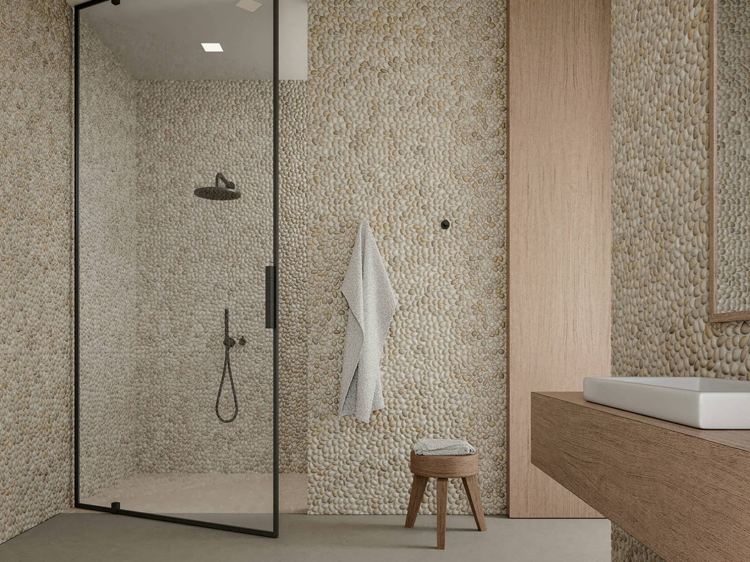 Zen Fiji Cream Natural Pebble Matte Mosaic | Best Tile and Wood