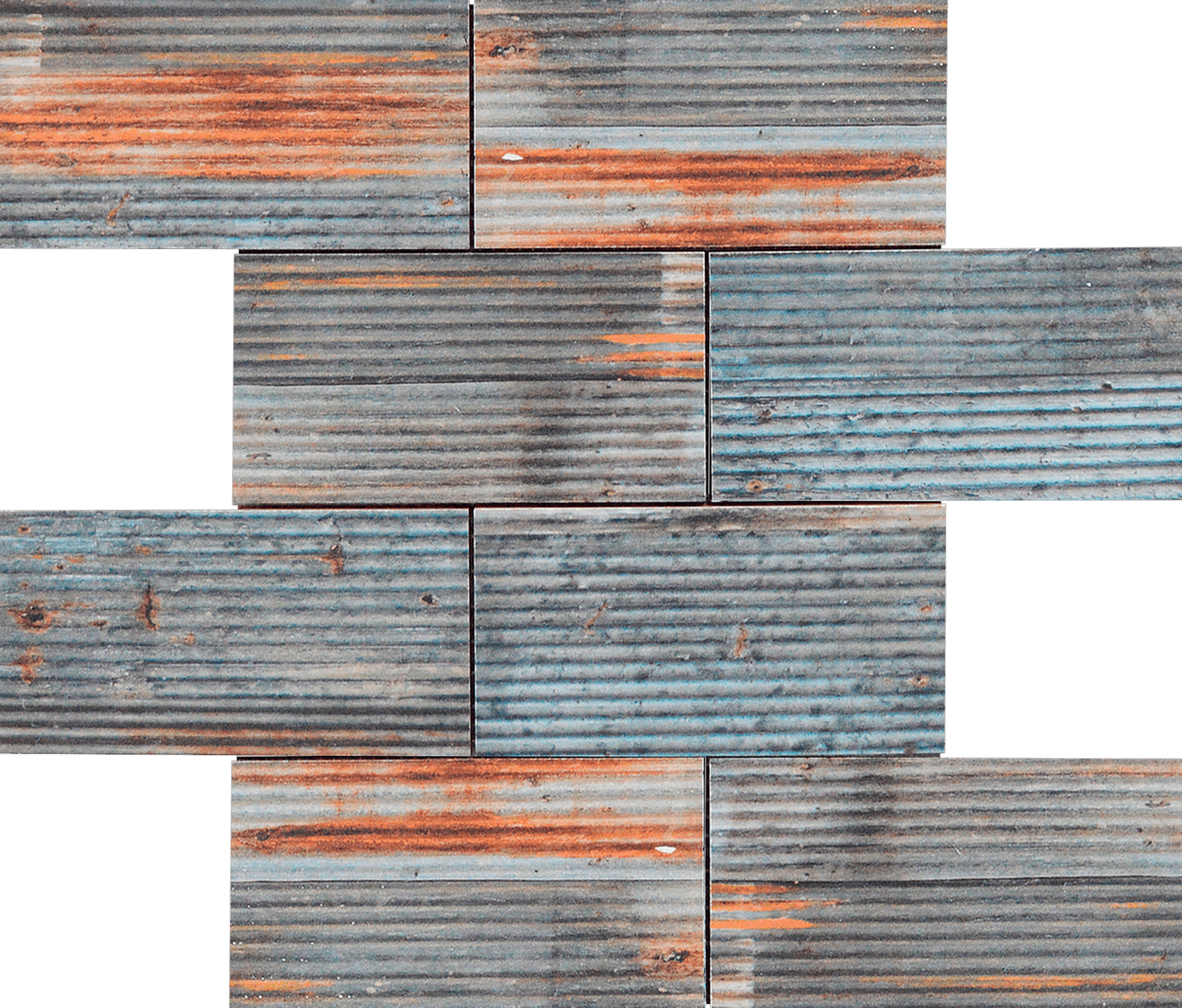 2.8"x6" Rust Industrial Linear Relief Pattern Glazed Ceramic Mosaic | Best Tile and Wood