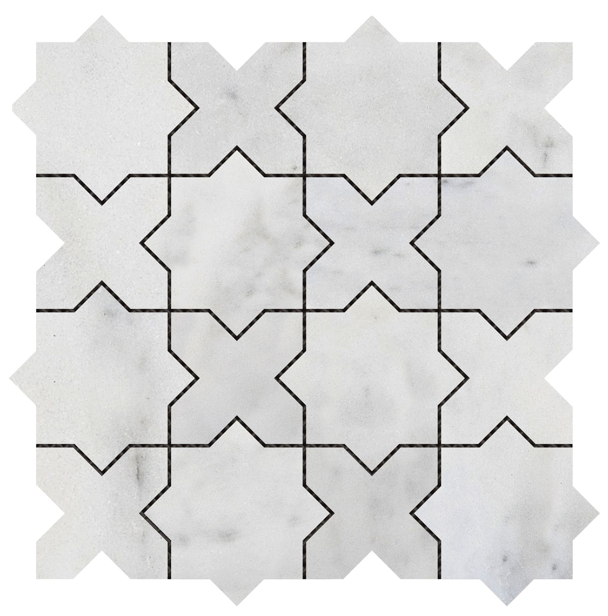 3"x3" Cross & Star White Grey Marble | Best Tile and Wood