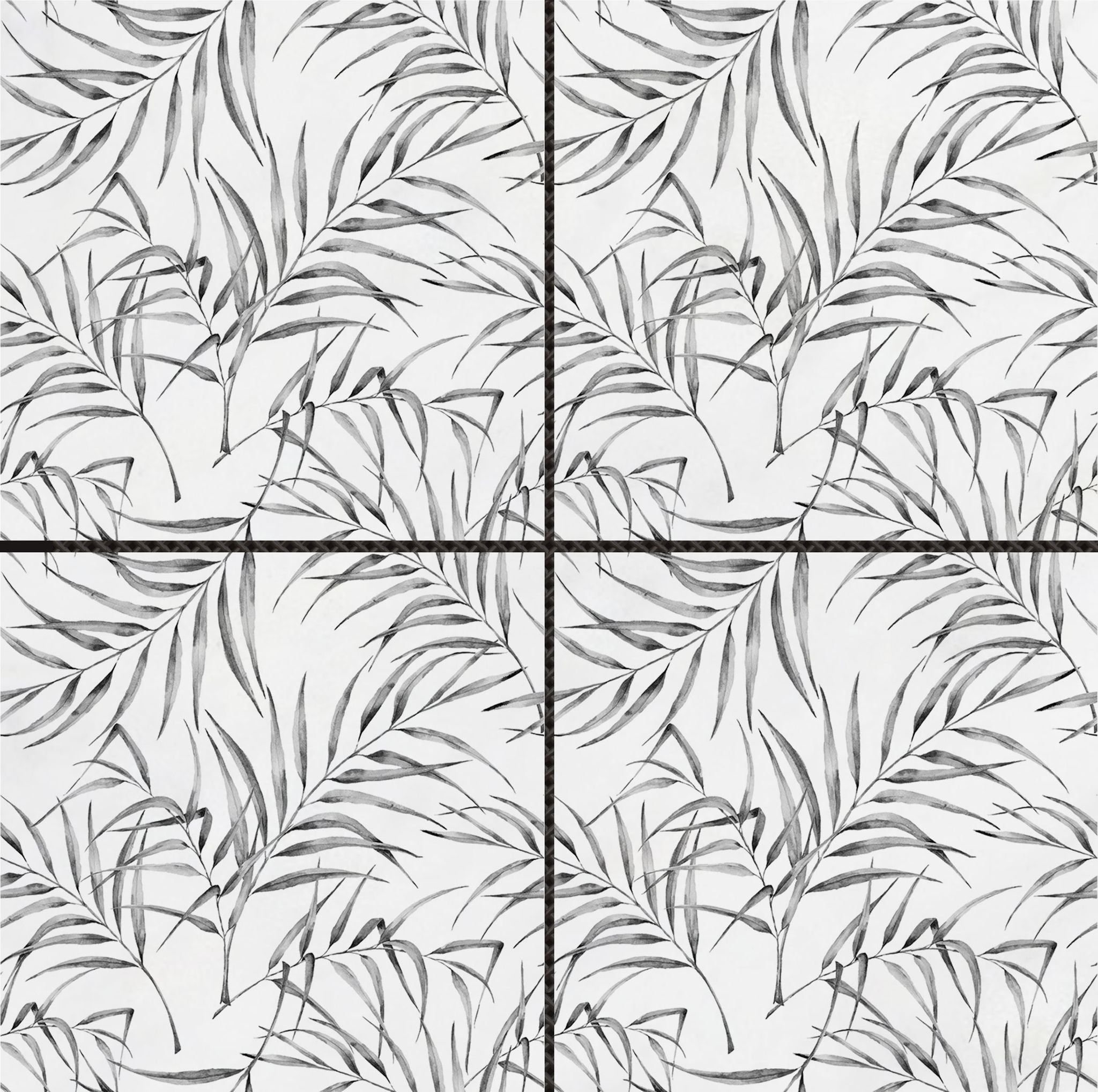 6"x6" Grey Palm Leaf Printed White Marble | Best Tile and Wood