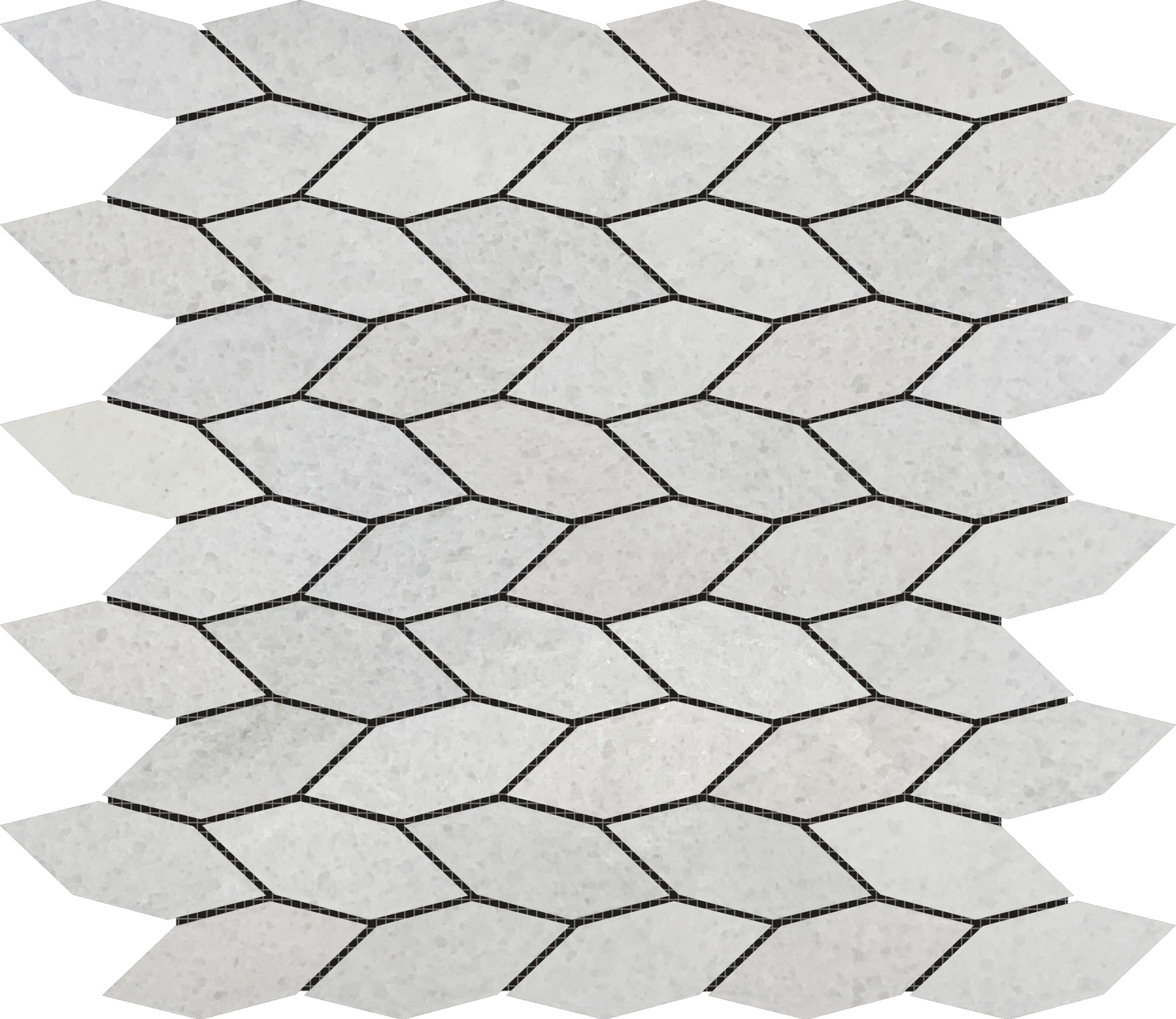Elongated Hexagon White Grey "Leaves" Mosaic | Best Tile and Wood