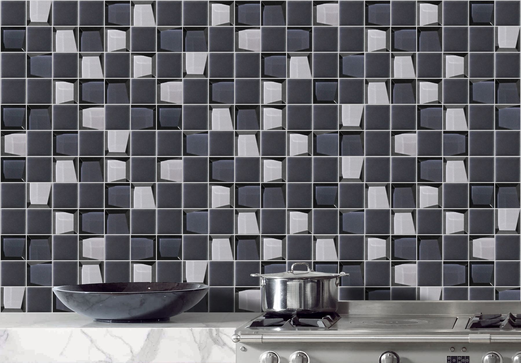 Glass 2"x2" Grey Mix Mosaic | Best Tile and Wood