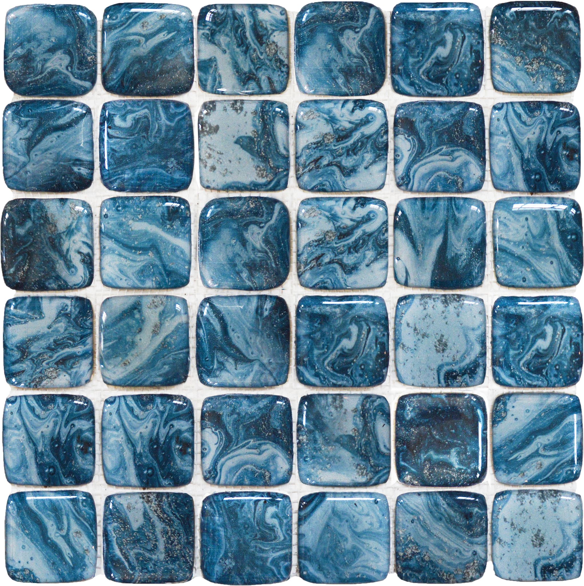 Glass Square Blue Marble Pattern Mix Mosaic | Best Tile and Wood