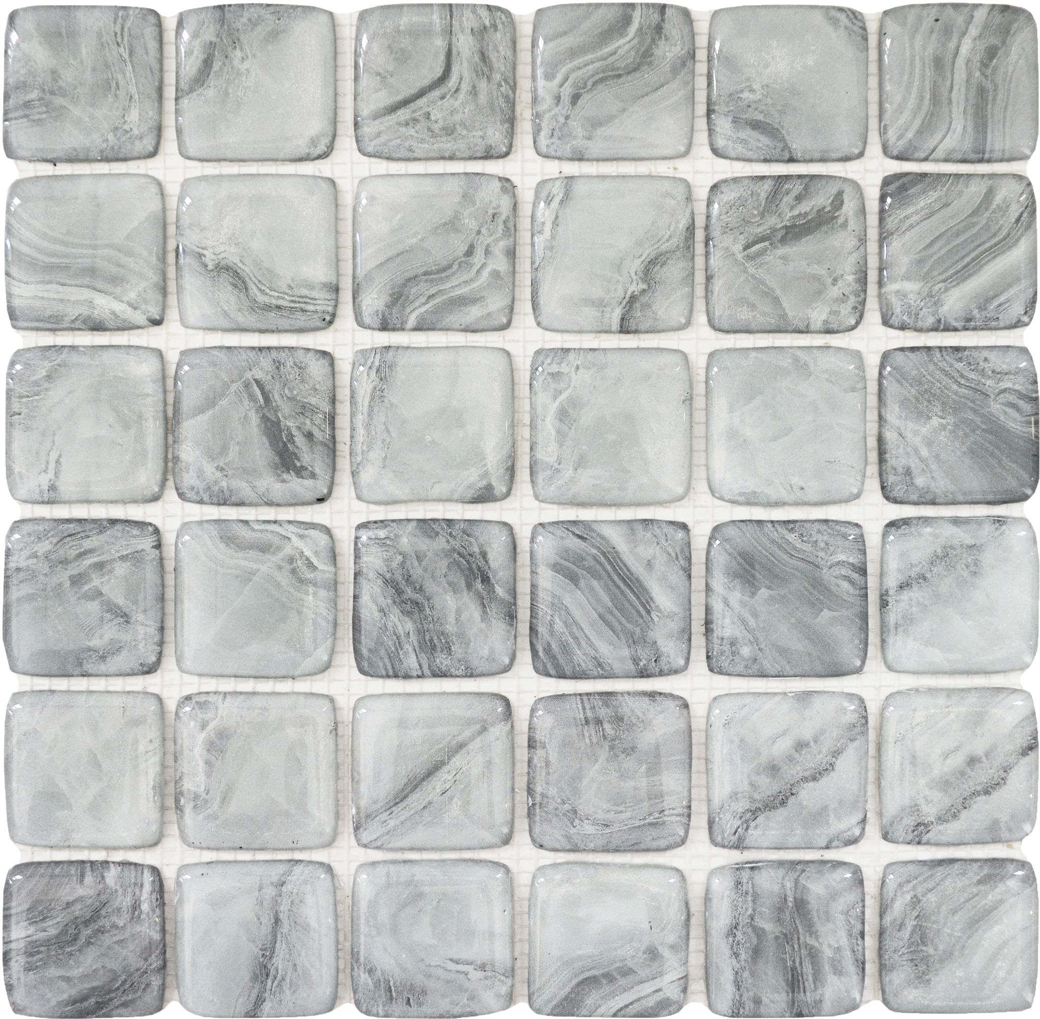 Glass Square Light Grey Marble Pattern Mix Mosaic | Best Tile and Wood