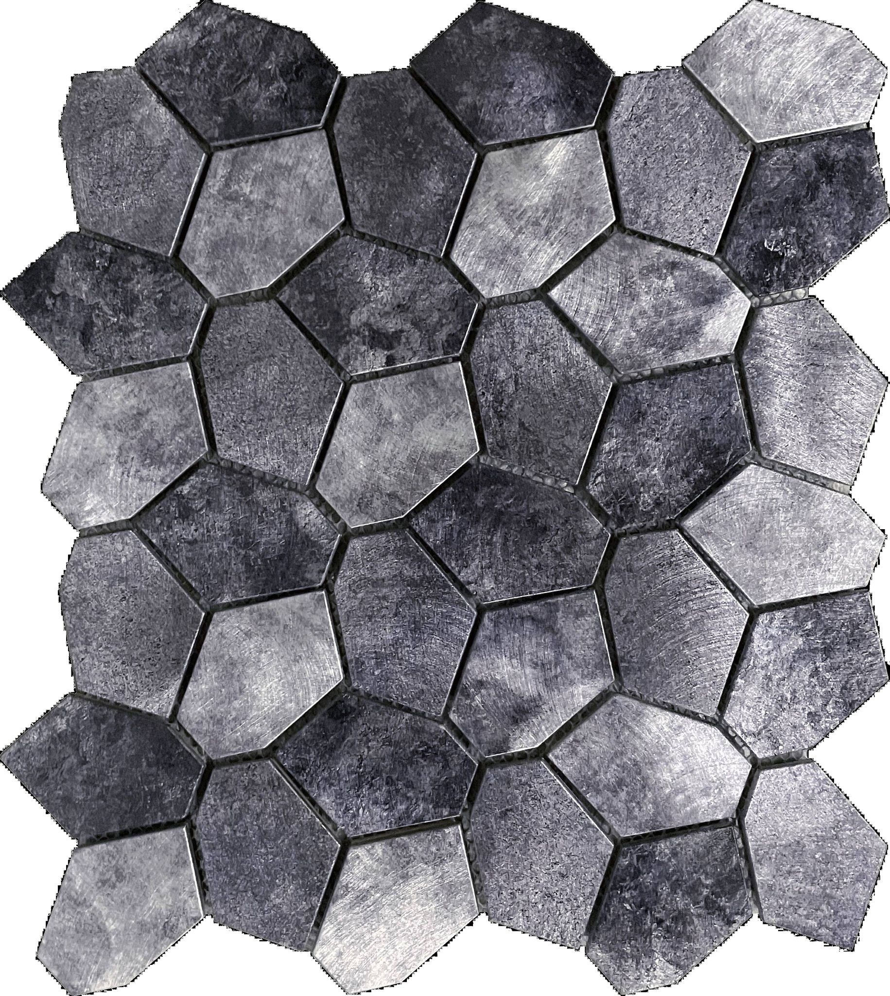 Hexagon Aluminum Mix Grey 11.4"x12.2" | Best Tile and Wood
