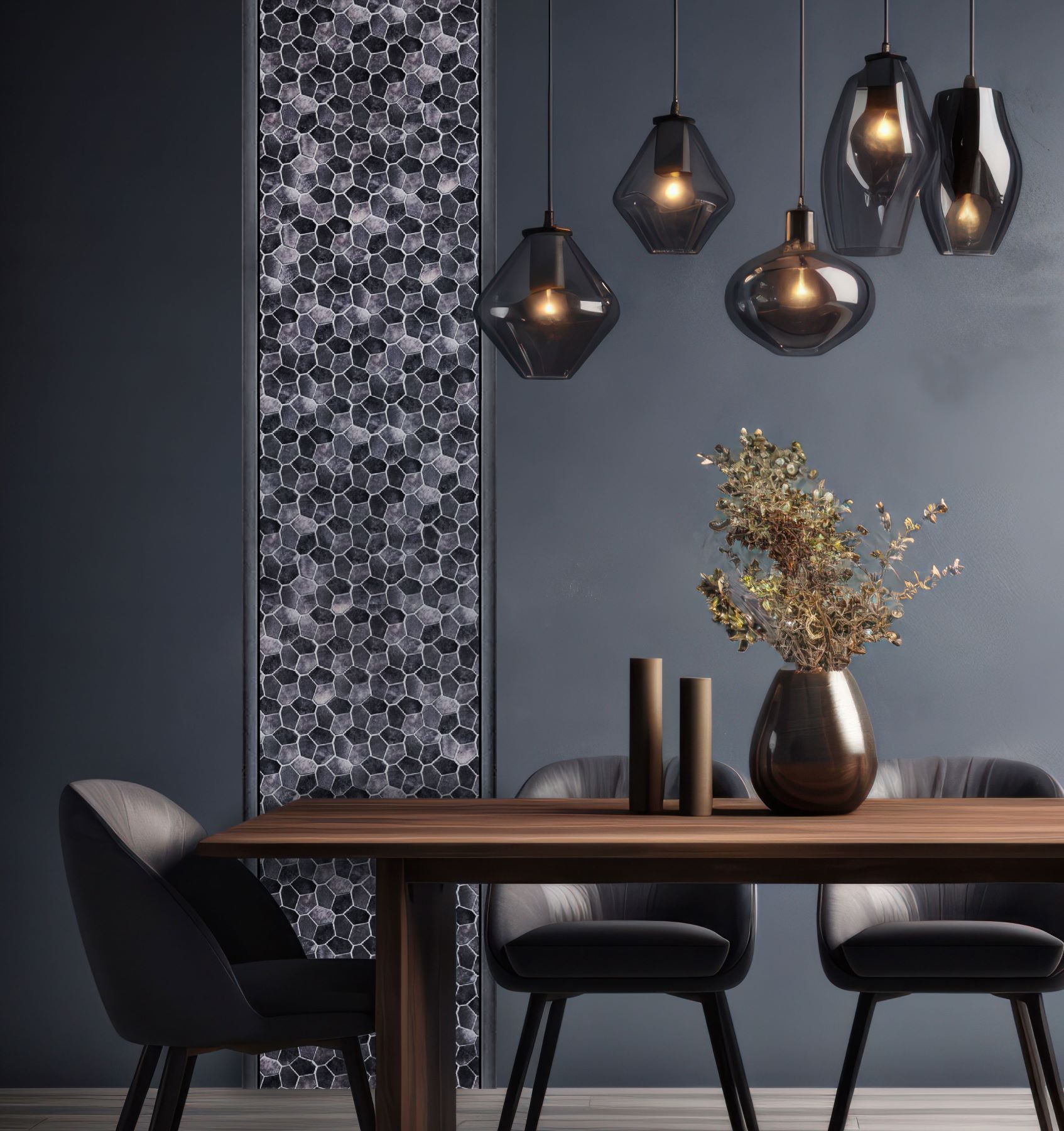 Hexagon Aluminum Mix Grey 11.4"x12.2" | Best Tile and Wood