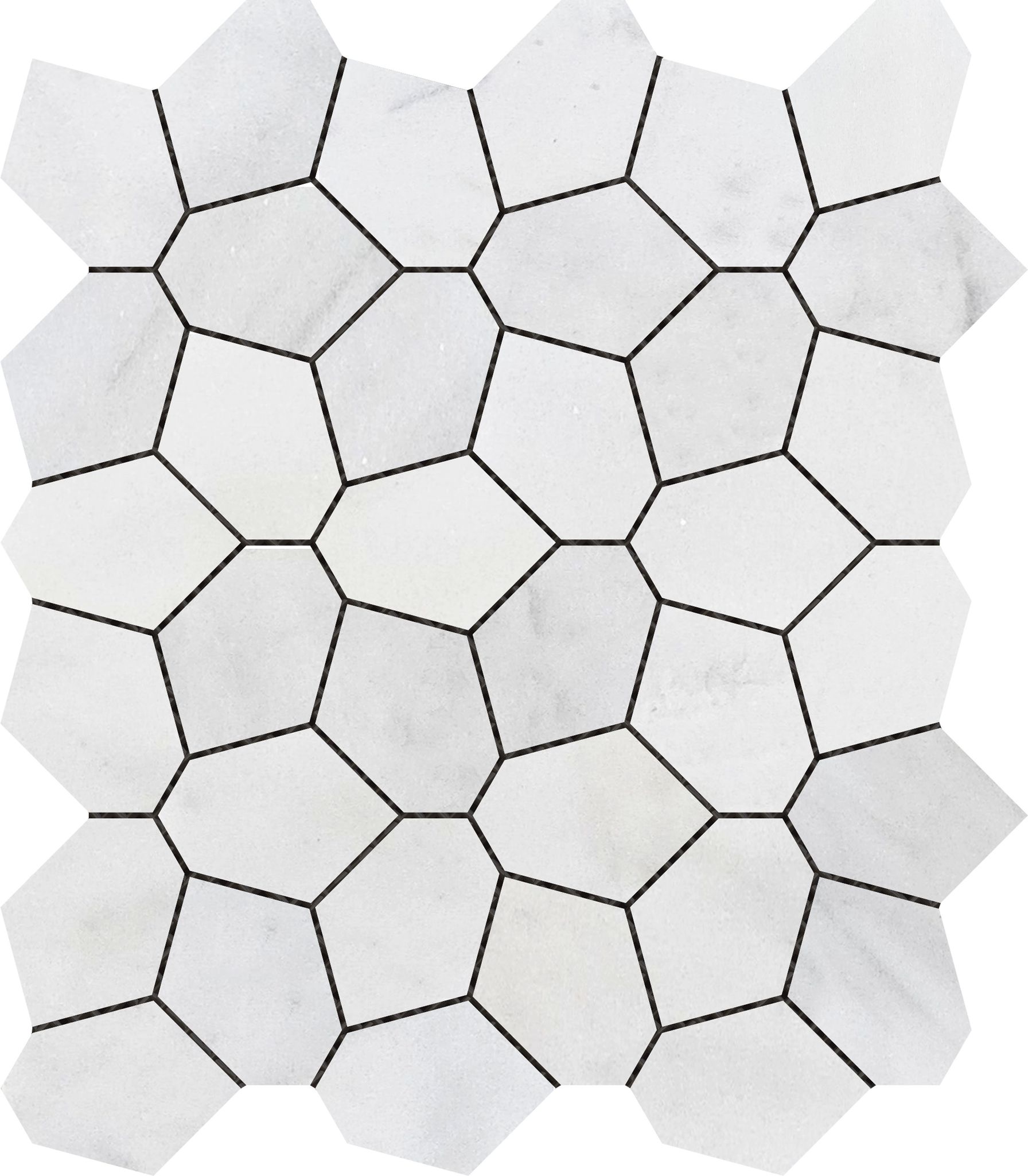 Irregular Hexagon White Grey Marble | Best Tile and Wood