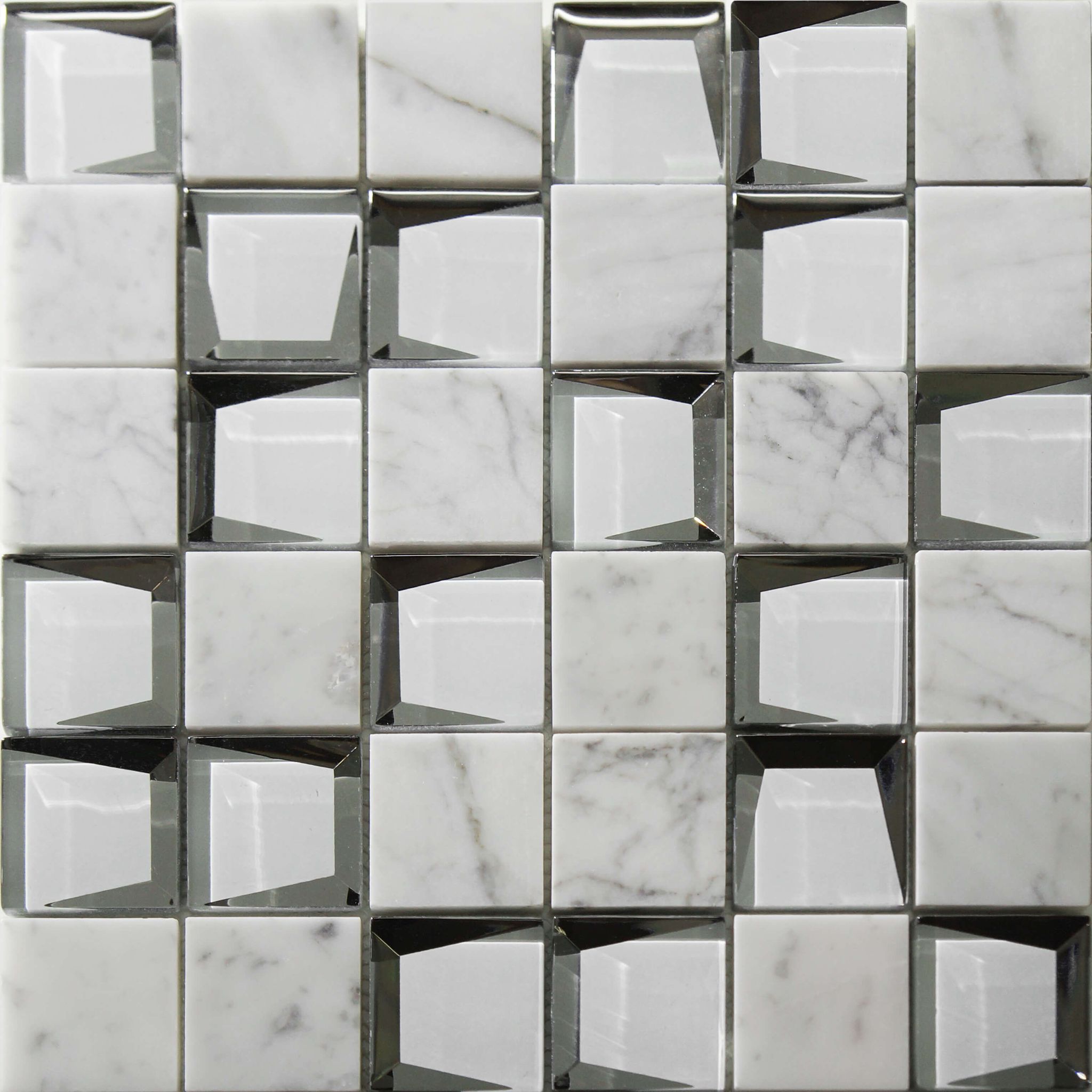 Marble & Glass 2"x2" White Mix Mosaic | Best Tile and Wood