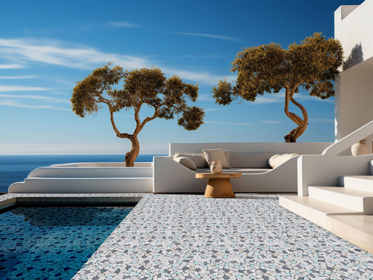 Mini Opus Beige Grey Marble Mix & Green Glass | Best Tile and Wood