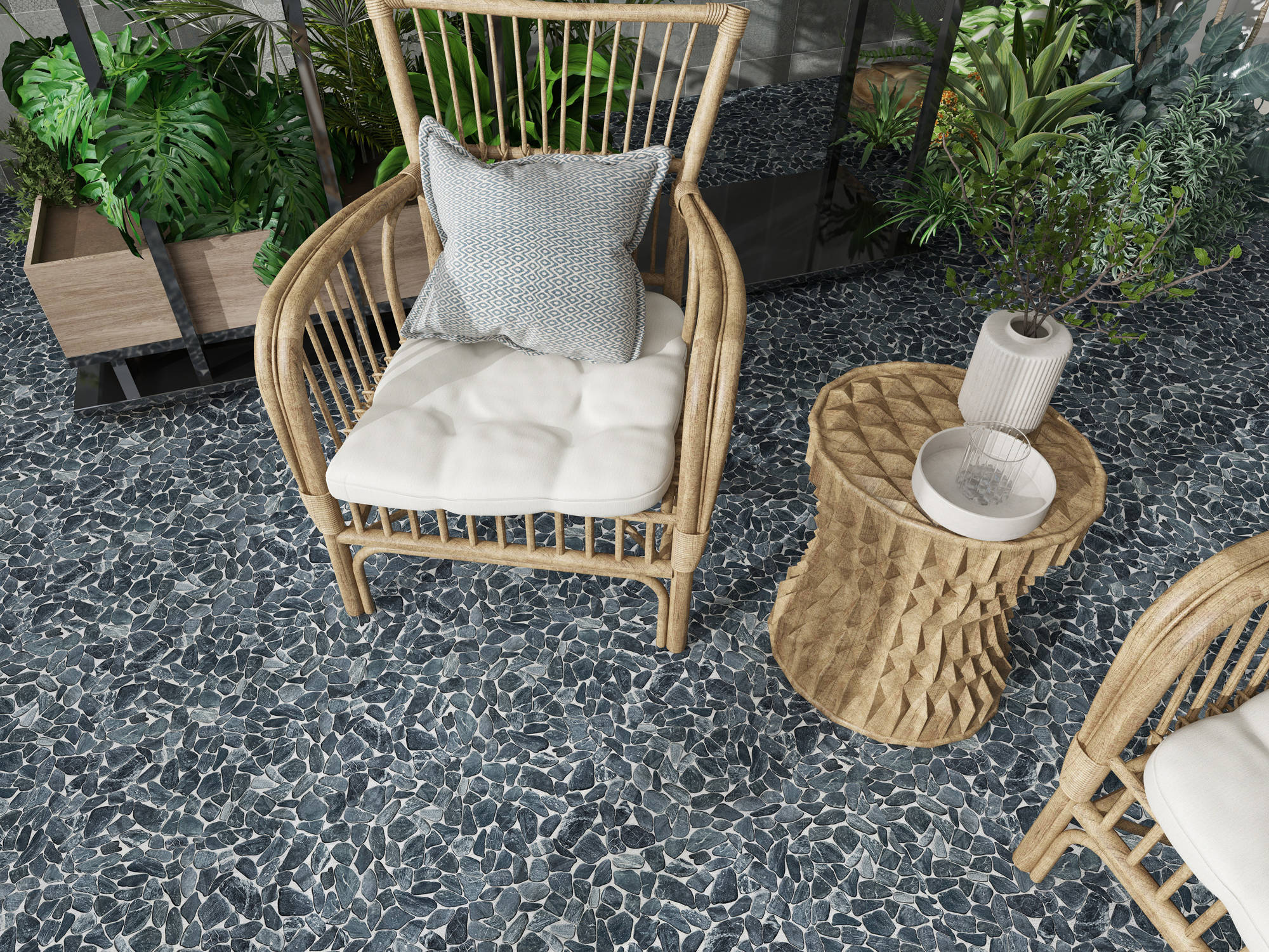 Mini Opus Matte Grey Mix Marble Stone Interlocking | Best Tile and Wood