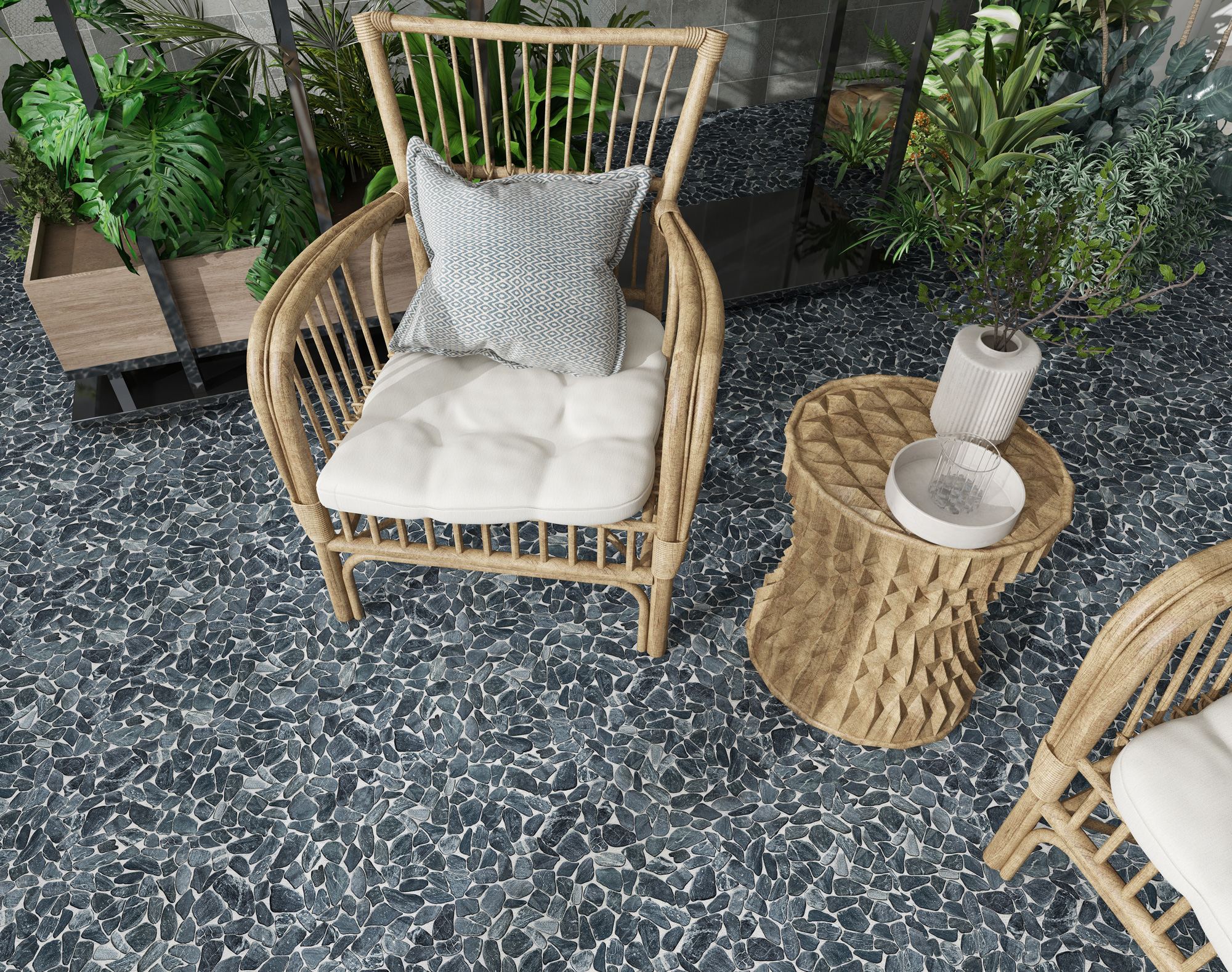 Mini Opus Matte Grey Mix Marble Stone Interlocking | Best Tile and Wood