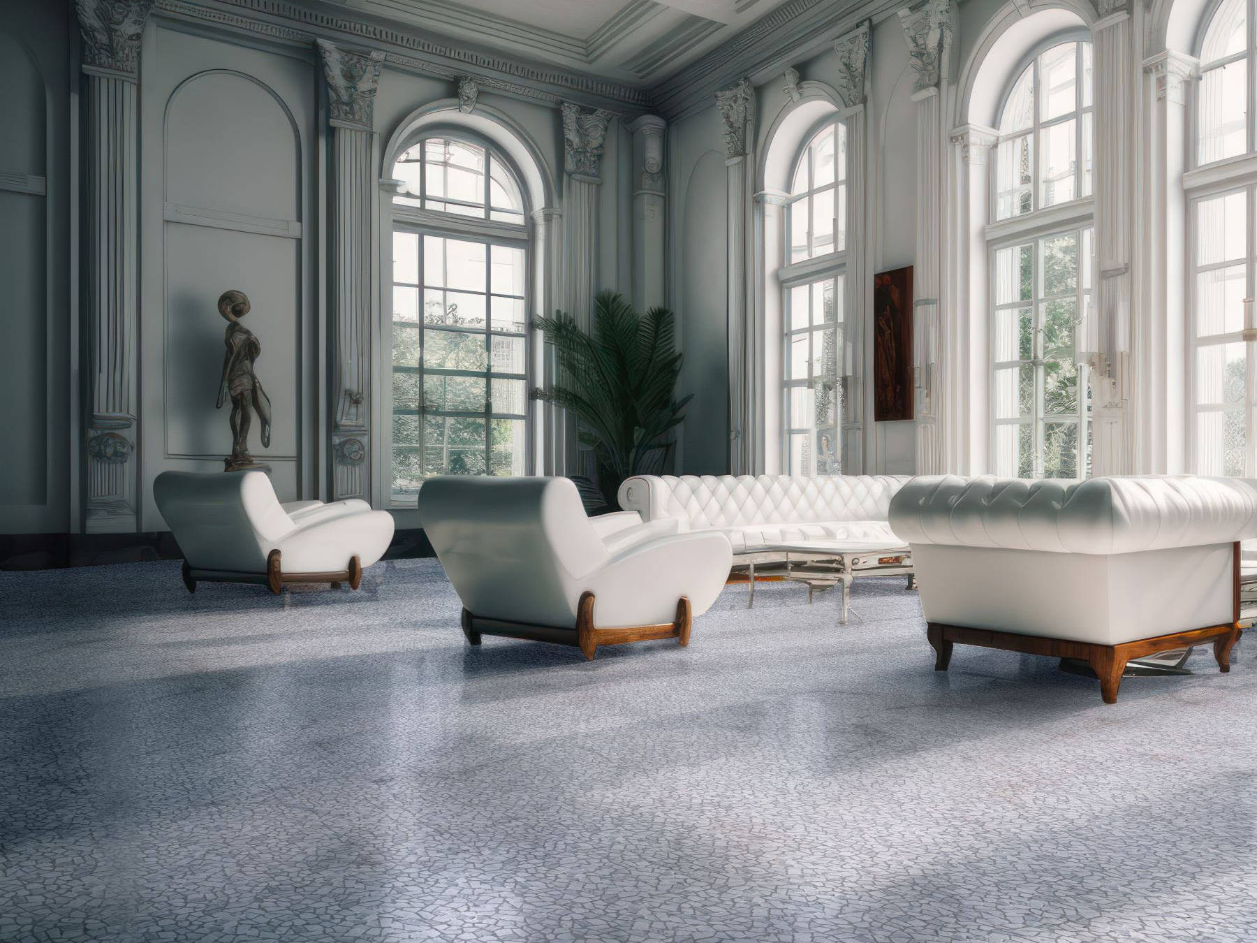 Mini Opus Matte White Grey Marble Stone Interlocking 2 | Best Tile and Wood