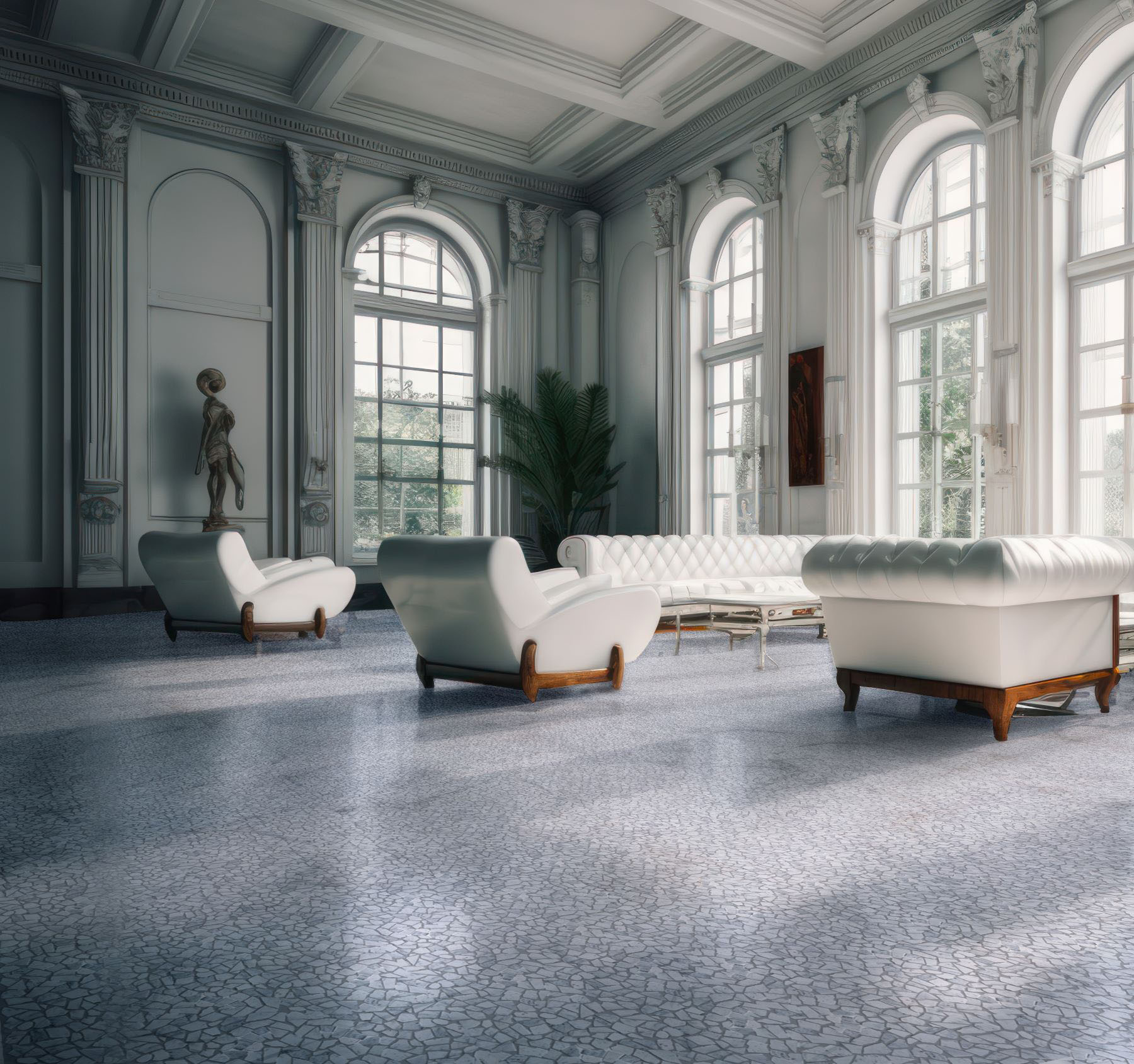 Mini Opus Matte White Grey Marble Stone Interlocking | Best Tile and Wood