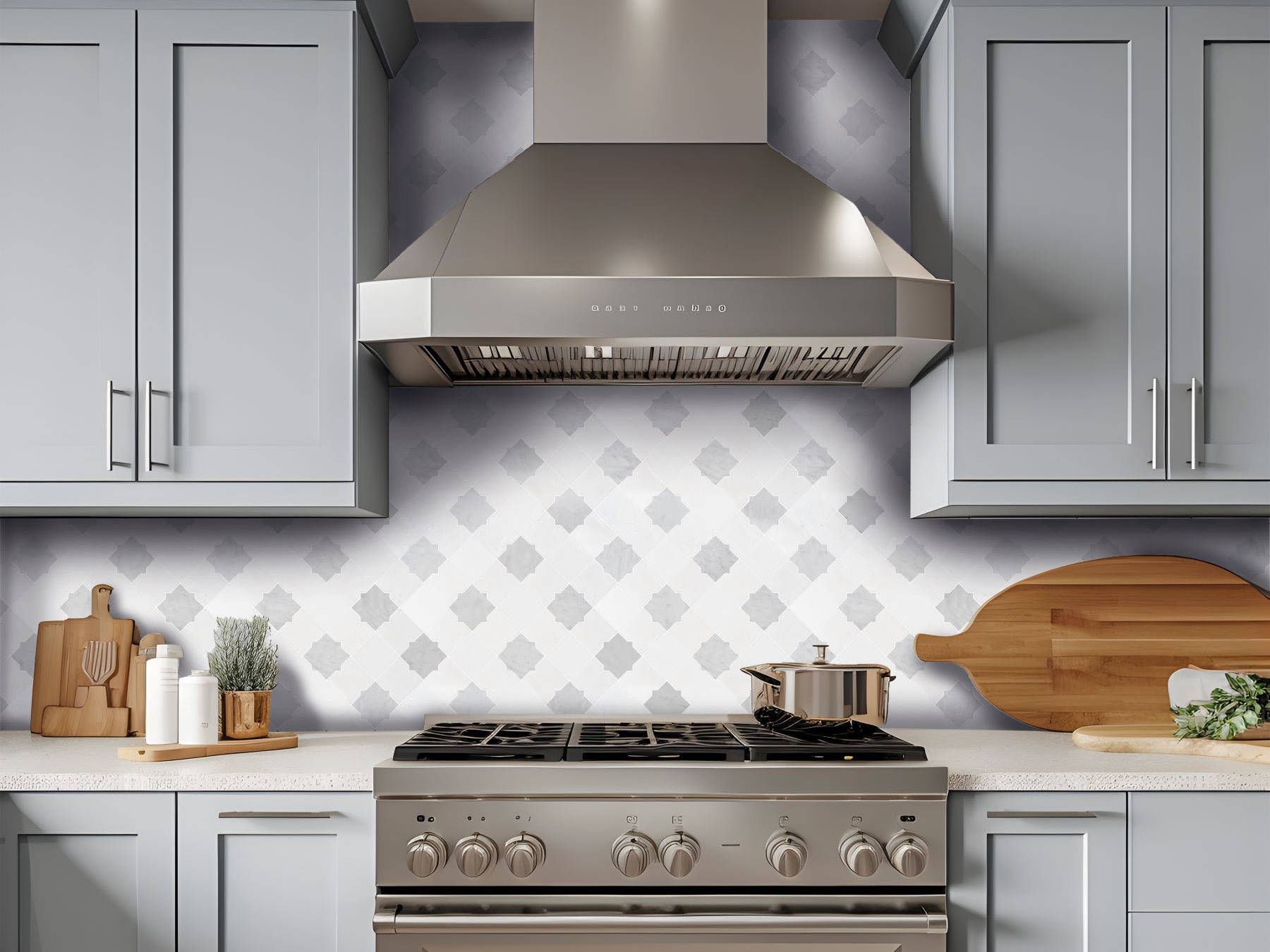 Star & Square White & Grey Mix Marble 2 | Best Tile and Wood