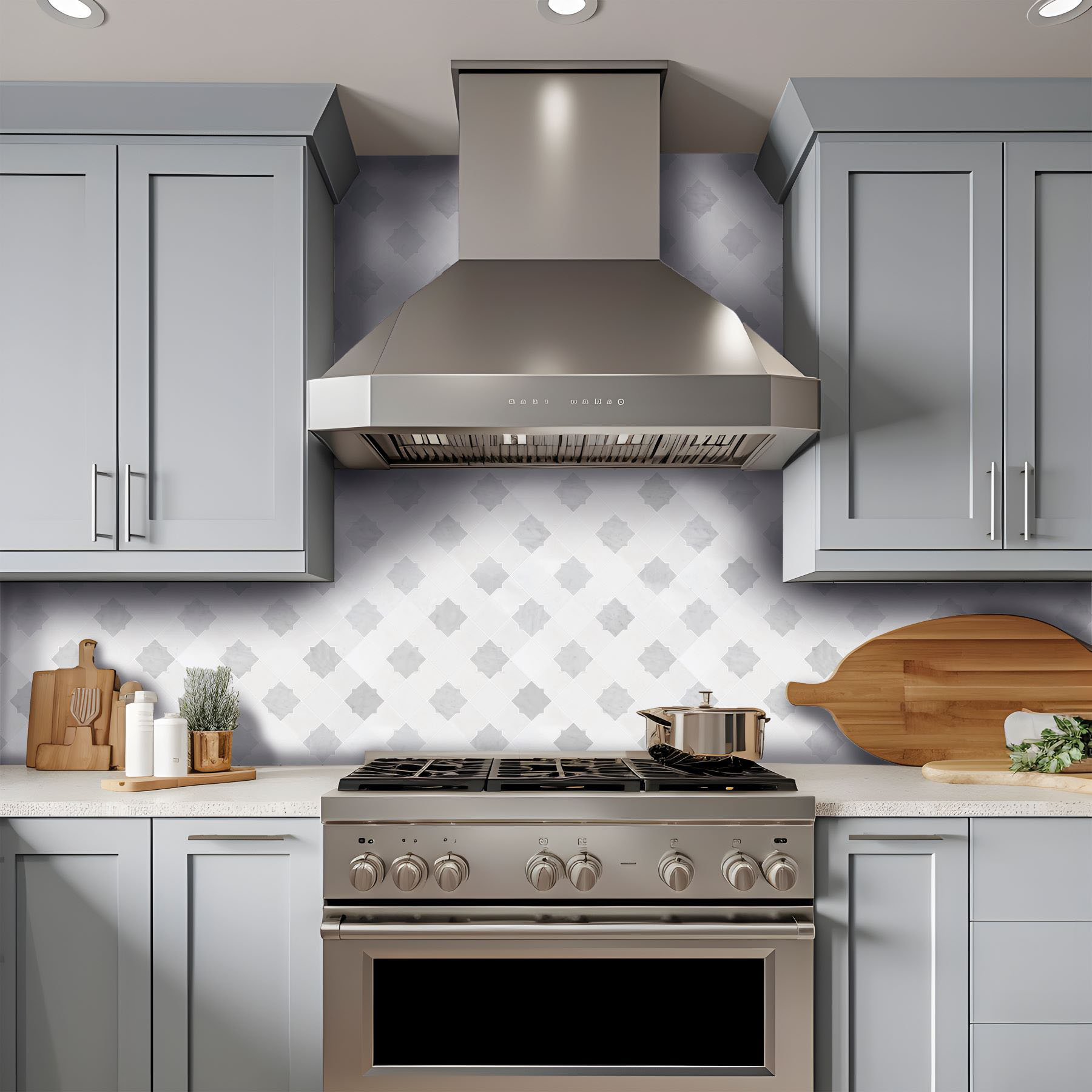 Star & Square White & Grey Mix Marble | Best Tile and Wood