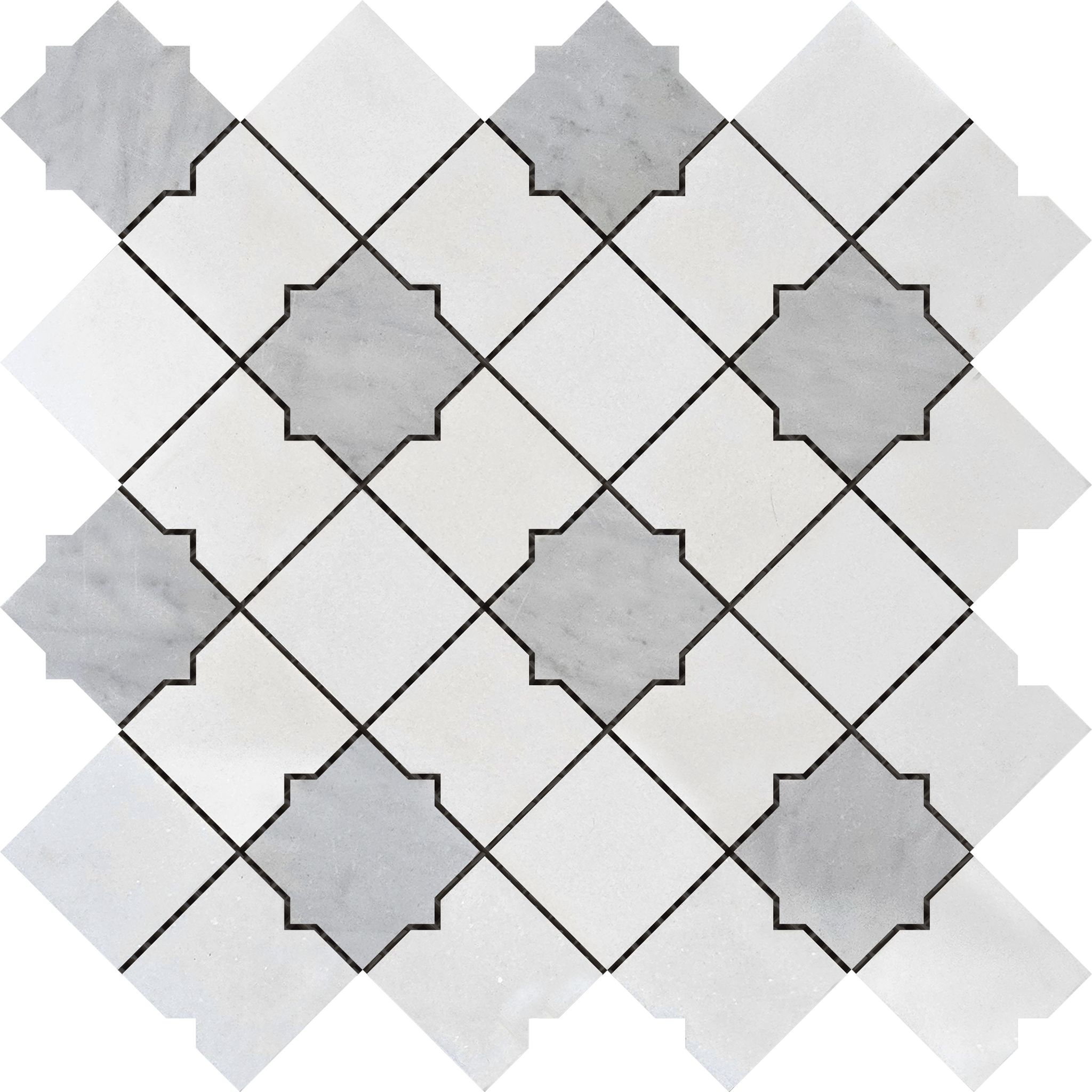 Star & Square White & Grey Mix Marble | Best Tile and Wood