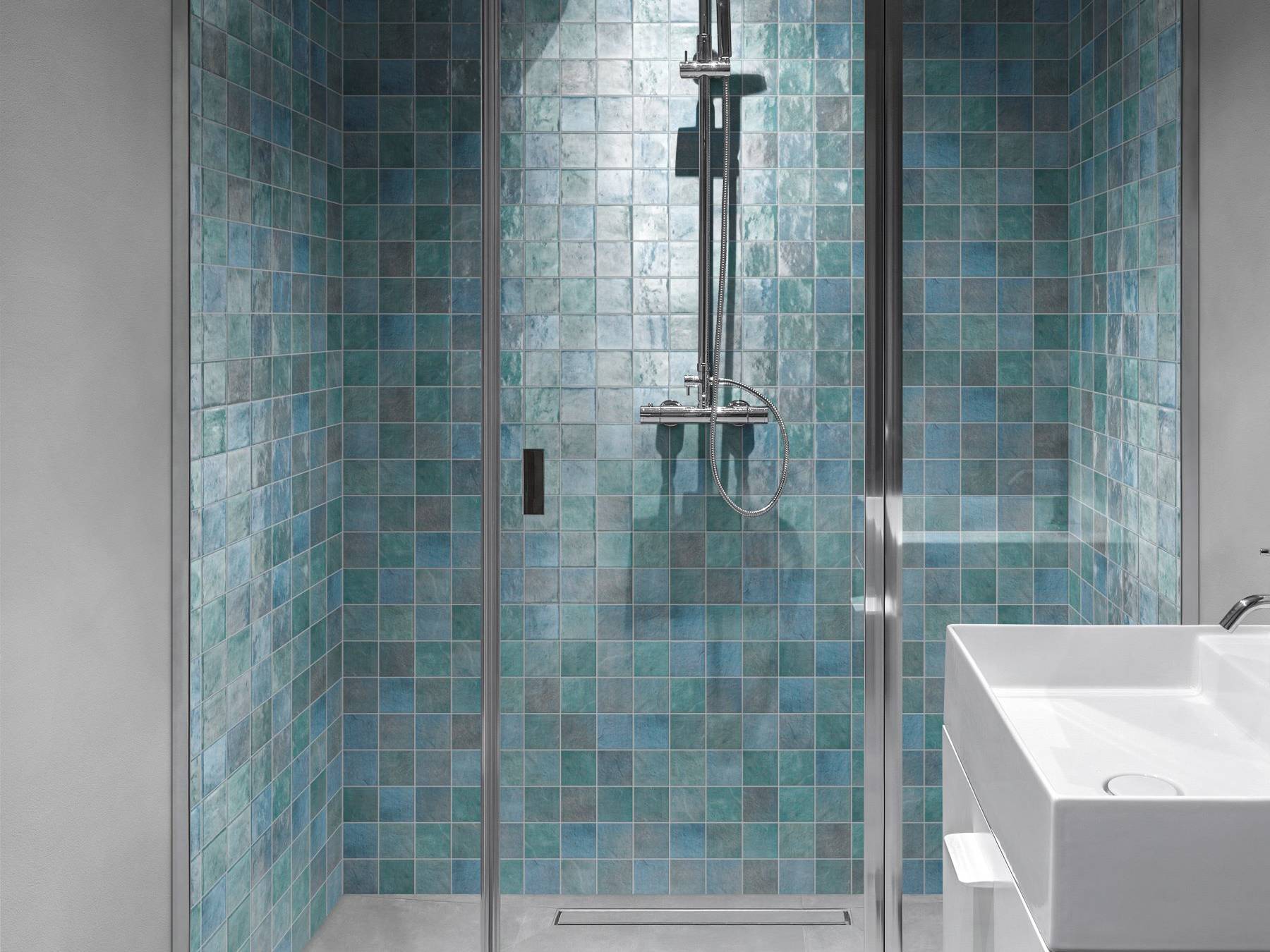 Zellige Glazed Ceramic Soft Blue Mix 3 | Best Tile and Wood
