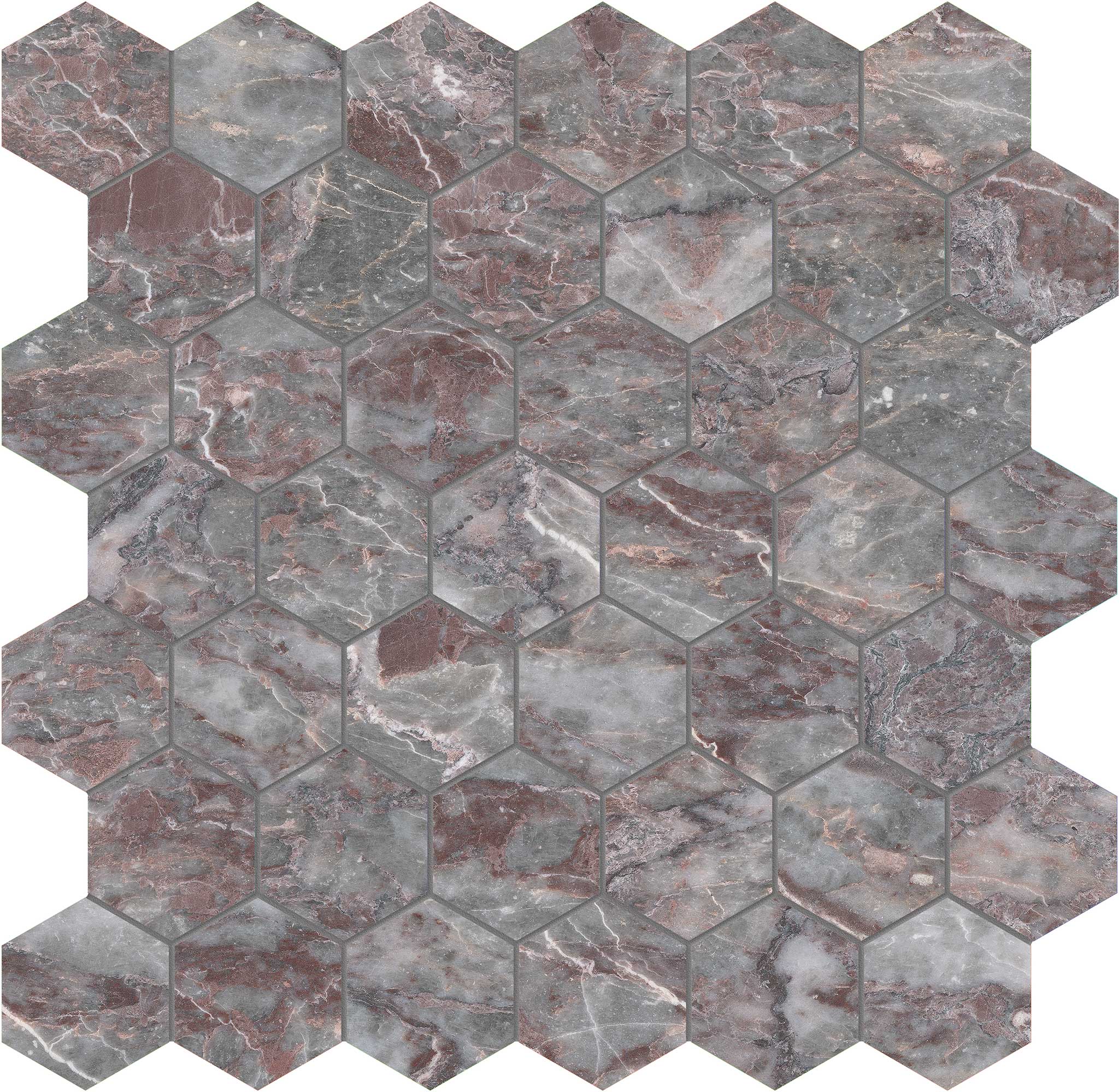 Sereno Burgundy 2 Hexagon Mosaic | Best Tile and Wood