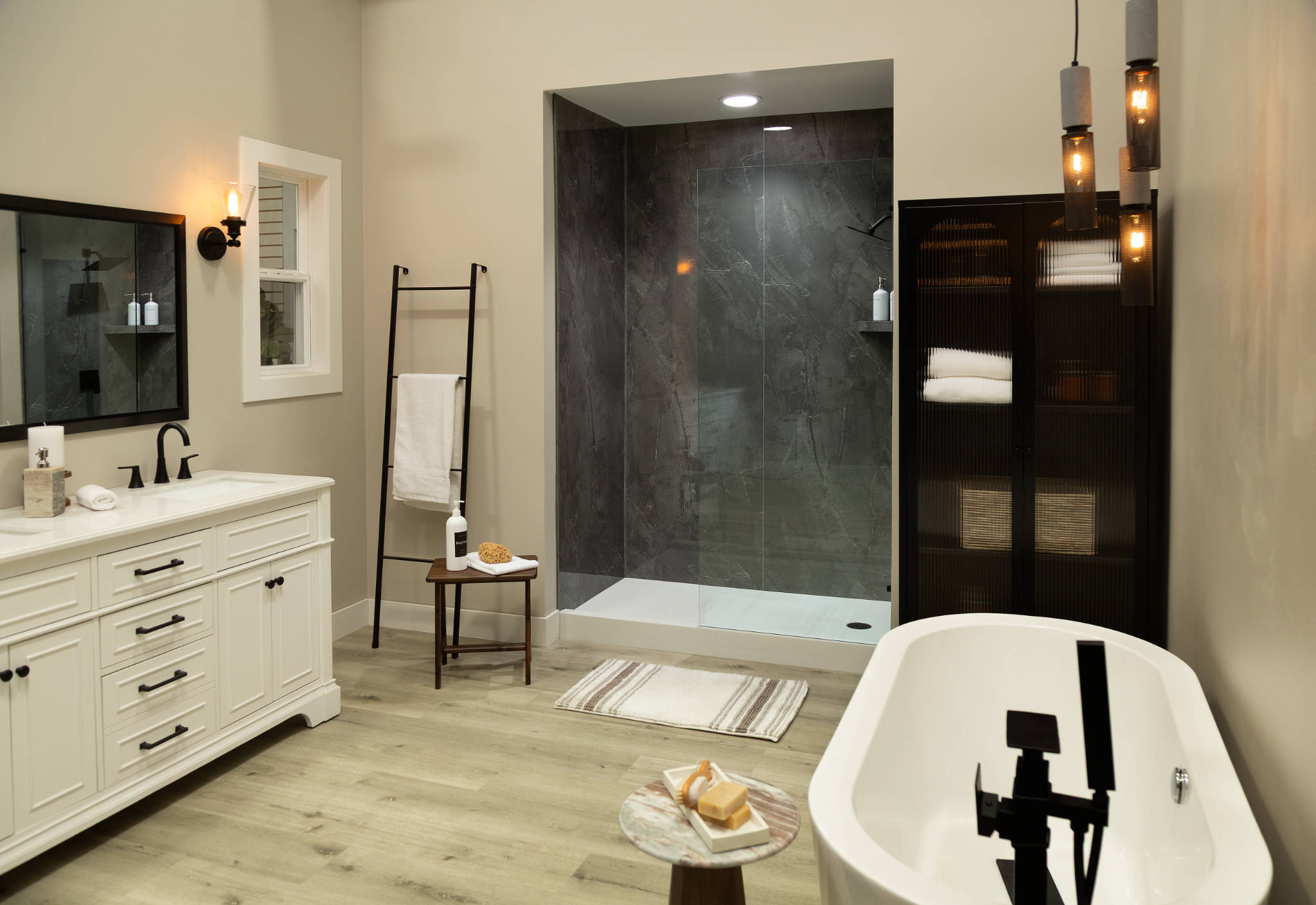 Cracked Slate Gloss Shower Wall Kit 32x60x94 | Best Tile and Wood